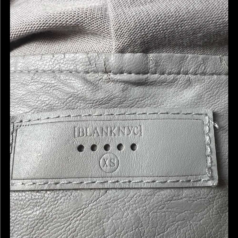 BL^NK NYC Gray Jacket Faux Leather Vegan Knit Moto Asymmetrical Zip Drapey